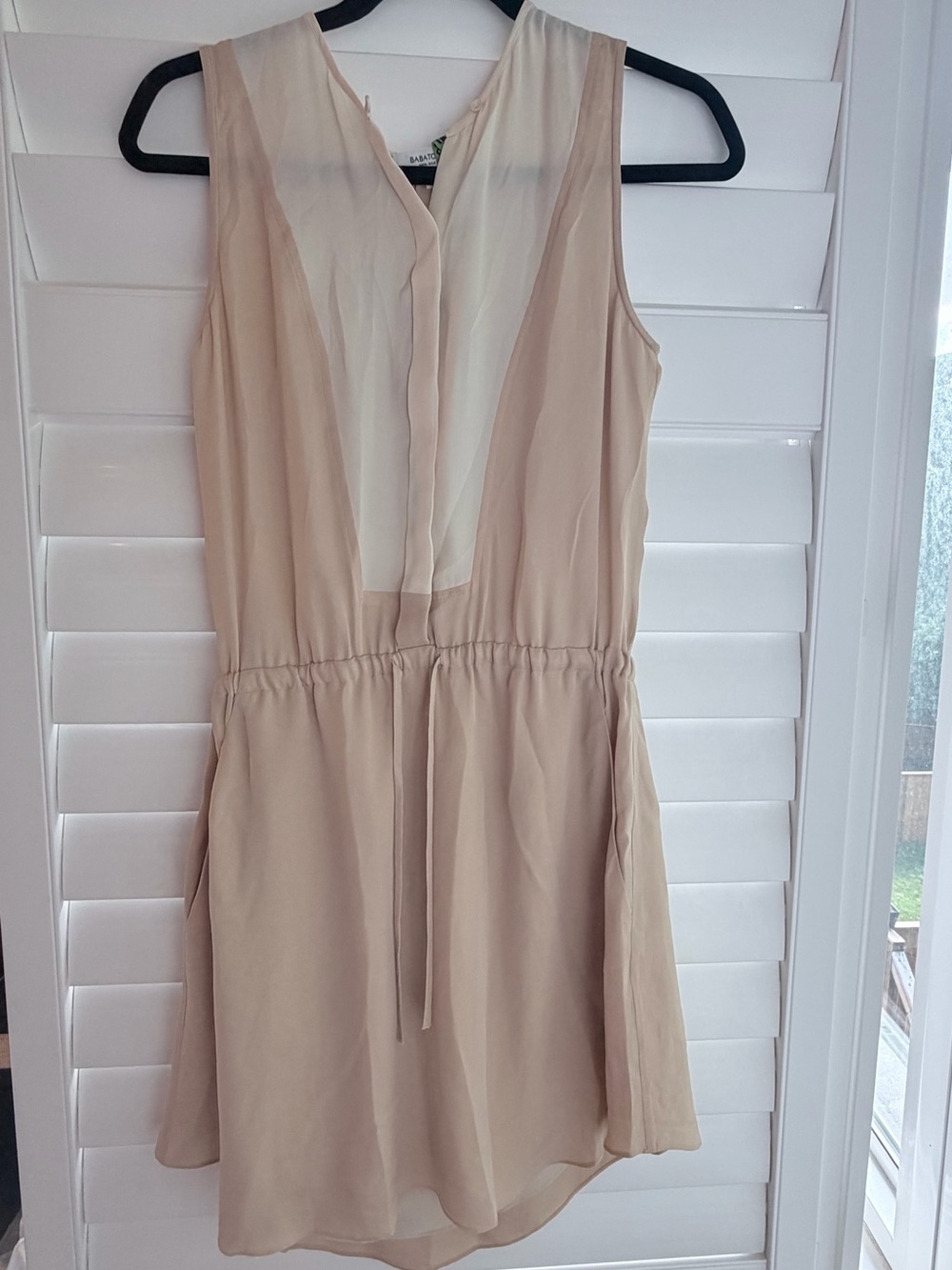 Aritzia Babaton Sleeveless Beige Mini Dress Silk